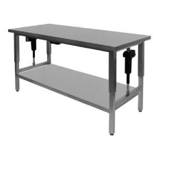 Raising / lowering table, with lower shelf, 60 cm deep and length according to measurements