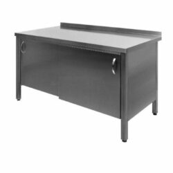 Steel table with sliding doors, 600 mm deep and in many lengths