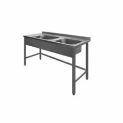 Steel table with 2 sinks, PSR2, 700mm deep in many lengths