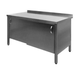 Steel table with sliding doors, 700 mm deep and in many lengths