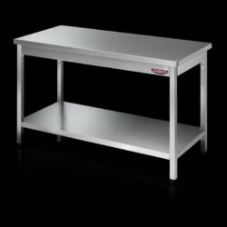 Steel table with lower shelf without rear edge, Tecnodom - several sizes