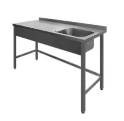 RESTSALG - Stålbord med vask og åbent understel - 1800x600x850 mm