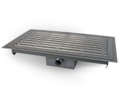Non-slip slatted grate with double frame and horizontal exit, several sizes - Fagor