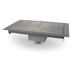 Non-slip slatted grille with double frame and vertical exit, several sizes - Fagor