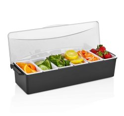 Garnish box with 6 compartments w / lid