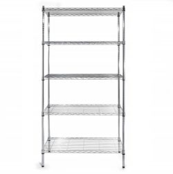 Bookcase with 5 shelves in chromed iron - 455 x 910 x 1830 mm