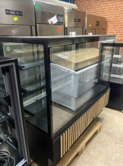 Refrigerated display cases with wooden front used