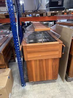 Salad bar with raised and lowered wood, used
