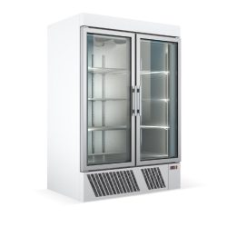Freezer with 2 glass doors in white, UPF 137 - BASIC