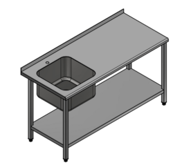 Steel table with lower shelf and sink - Dayton