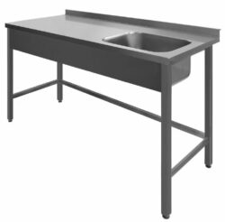 RESTSALG - Stålbord med vask i venstre side, 2600x650x900 - Magorex