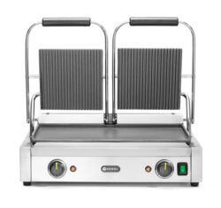 Contact grill, Double, Hendir grooved top, flat bottom