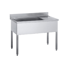 REMAINDER SALE - Steel table with sink, 1600x700x850mm