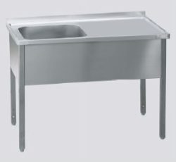 REMAINDER SALE - Steel table w/sink on the left side, 180x70 - RM Gastro