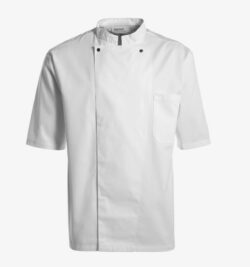 Kortærmet unisex kokkejakke -/serveringsjakke i hvid str. L, Kentaur (RESTSALG)