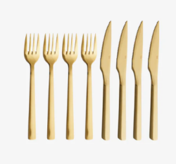RAW steakbestik sæt á 8 dele, champagne guld