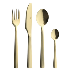 RAW bestiksæt á 48 dele i champagne guld - 12x kniv, 12x gaffel, 12x spiseske, 12x teske