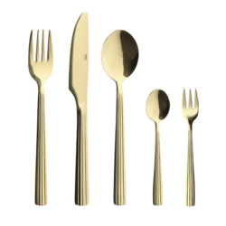 RAW bestiksæt á 60 dele i champagne guld - 12x kniv, 12x gaffel, 12x spiseske, 12x teske og 12x kagegafler