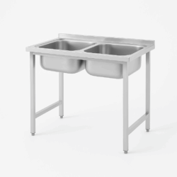 Stålbord 100x70 m/ 2 vaske BASIC (saml-selv)