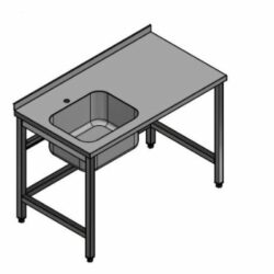stålbord 1700x700x900 med vask i venstre side, uden underhylde, fuldsvejst fra Dayton