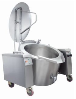 Kipgryde på 220L til el. Indirekte varme iddel til flydende retter. Monteret med hjul for nem flytning.