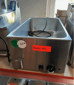 bain marie, brugt - 14 dages garanti. Du kan tilkøbe 12 mdr. for 799 kr.