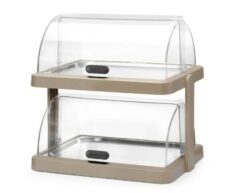 Køledisplay til buffet i 2 etager med rullelåg 480x355 i beige, Hendi