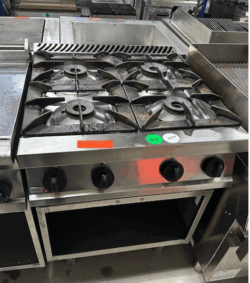 gaskogebord fra Fagor med 4 zoner, brugt - 14 dages garanti. Du kan tilkøbe 12 mdr. for 799 kr.