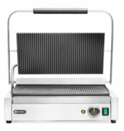 Klemgrill ''panini'' single rillet top og bund XL, Hendi