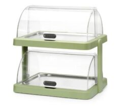 Køledisplay til buffet i 2 etager med rullelåg 480x355 i grøn, Hendi