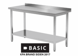 Fuldsvejst stålbord L:1700/D:700 - BASIC med underhylde og træindlæg