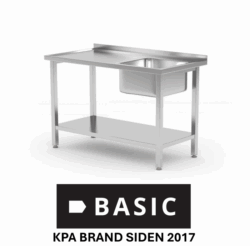 Budget Stålbord 180x70 m/ vask i højre og underhylde BASIC (saml-selv)