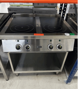 induktionskogebord fra hendi med 4 blus, demomodel - 14 dages garanti. Du kan tilkøbe 12 mdr. for 799 kr.