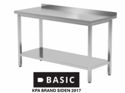 Budget Stålbord 180x70 cm m/ underhylde og bagkant BASIC (saml-selv)