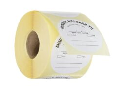 Fødevareetiket med genbrugeligt ‘’mindst holdbar til'' Ø50 cm sæt á 500 stk, Hendi