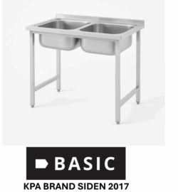 Stålbord 100x70 m/ 2 vaske BASIC (saml-selv)