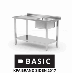 Budget Stålbord 160x70 m/ vask i højre og underhylde BASIC (saml-selv)