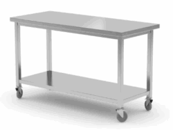 Stålbord på hjul 1200x600x(H)850 mm, Hendi