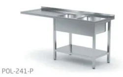 Stålbord med dobbelt vask i Højre side 1800/700/850 mm