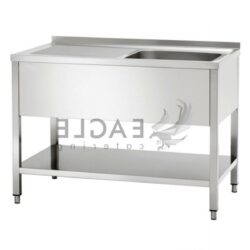 BUDGET Stålbord med vask på 140/70, vask HØJRE side (partivare)