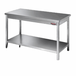 Stålbord med underhylde uden bagkant 120 cm, Tecnodom