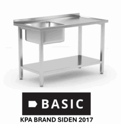 Budget Stålbord 140x70 m/ vask i venstre og underhylde BASIC (saml-selv)