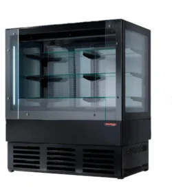 Impulskøler / kølereol 1,2m, åben front med afskærmning SORT RAL 9005