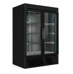 Displaykøleskab i sort med 2 låger