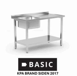 Budget Stålbord 160x70 m/ vask i venstre og underhylde BASIC (saml-selv)