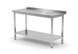 Stålbord med bagkant og underhylde 1200x600x(H)850 mm, Hendi