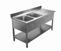 Stålbord med 2 vaske HØJRE, Tecnodom