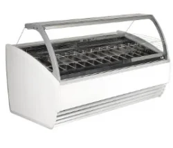 Isdisk / isfryser t/ 12 varianter BISCOTTI m/ LED belysning og varme ved frontglas samt natgardin