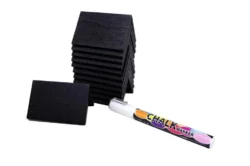 Skilte i sort bambus 5x7,5 cm sæt á 12 stk inkl tusch