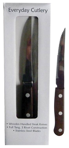 Steakkniv m/brun træskaft m/12 stk (udgået)